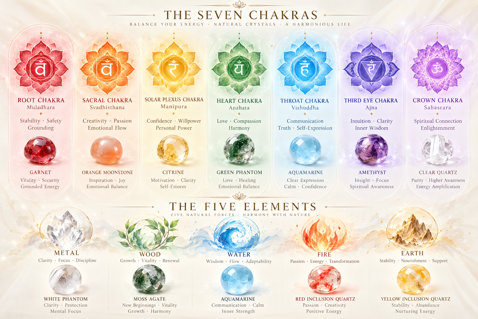 Zoe Gems artwork inspired by the seven chakra colors